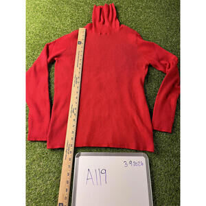 Time and Tru Women's Red Ribbed Turtleneck Sweater XXL